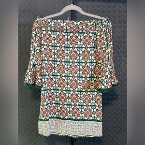 LULUS Wanderlust for Life Green Print Off-the-Shoulder Mini Dress Size S